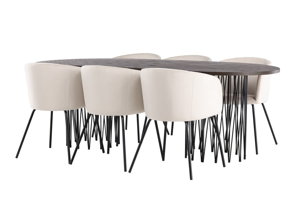 Valgomojo komplektas Dallas 4063 (Kreminė + Juoda)