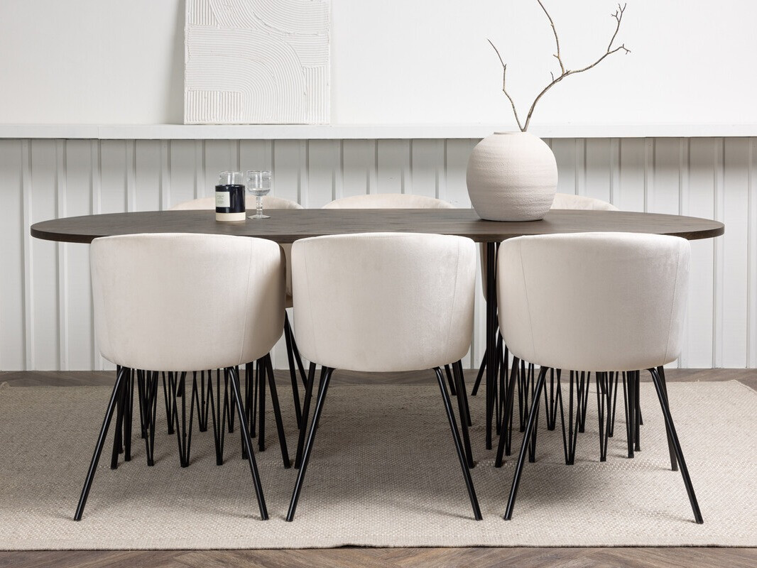 Valgomojo komplektas Dallas 4063 (Kreminė + Juoda)