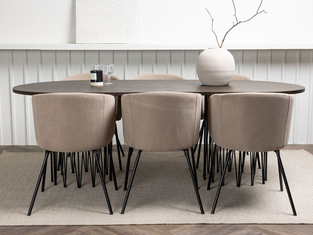 Valgomojo komplektas Dallas 4063 (Smėlinė + Juoda)