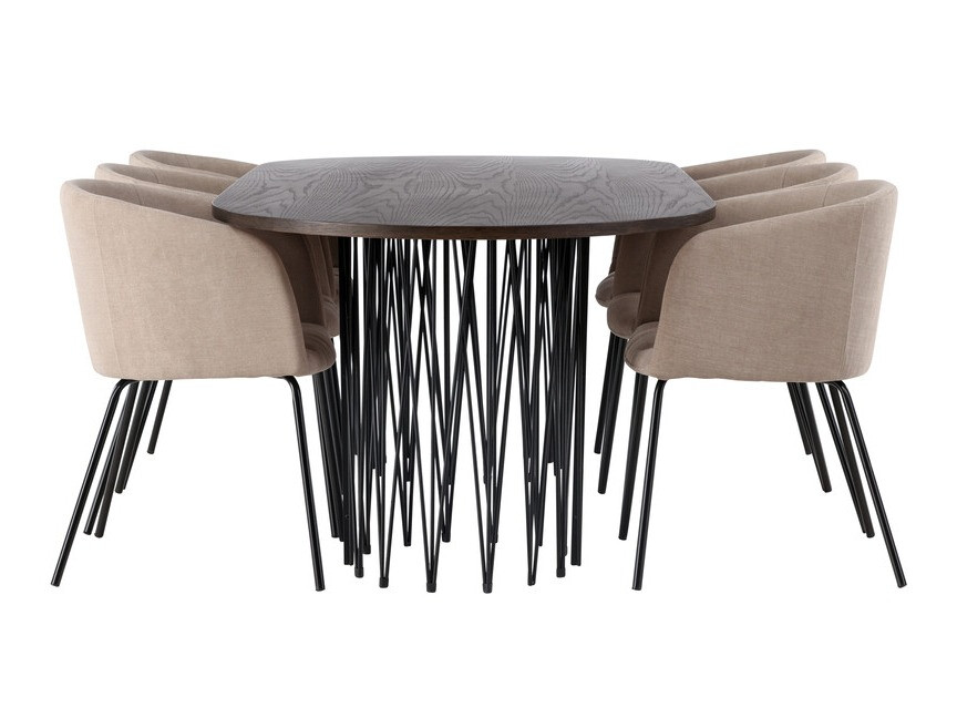 Valgomojo komplektas Dallas 4063 (Smėlinė + Juoda)