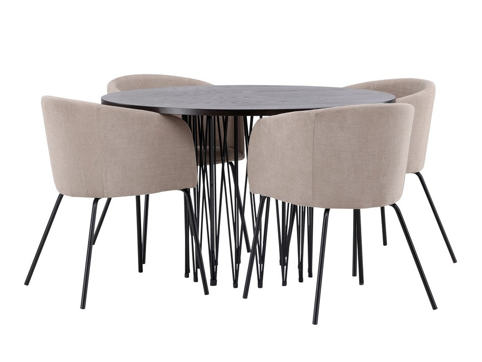 Valgomojo komplektas Dallas 4068 (Smėlinė + Juoda)