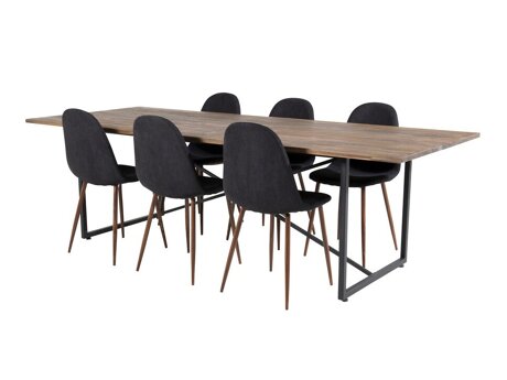 Valgomojo komplektas Dallas 4076 (Juoda + Riešutas)