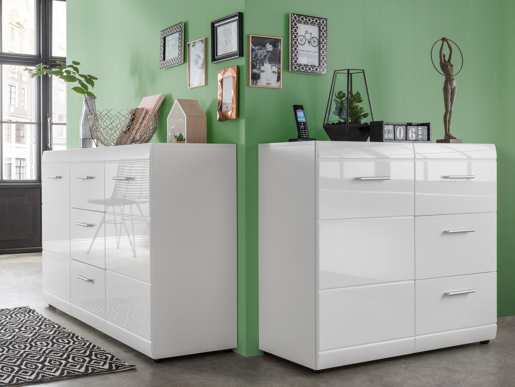Komoda Livromu 108 (Blizgi balta + Balta)
