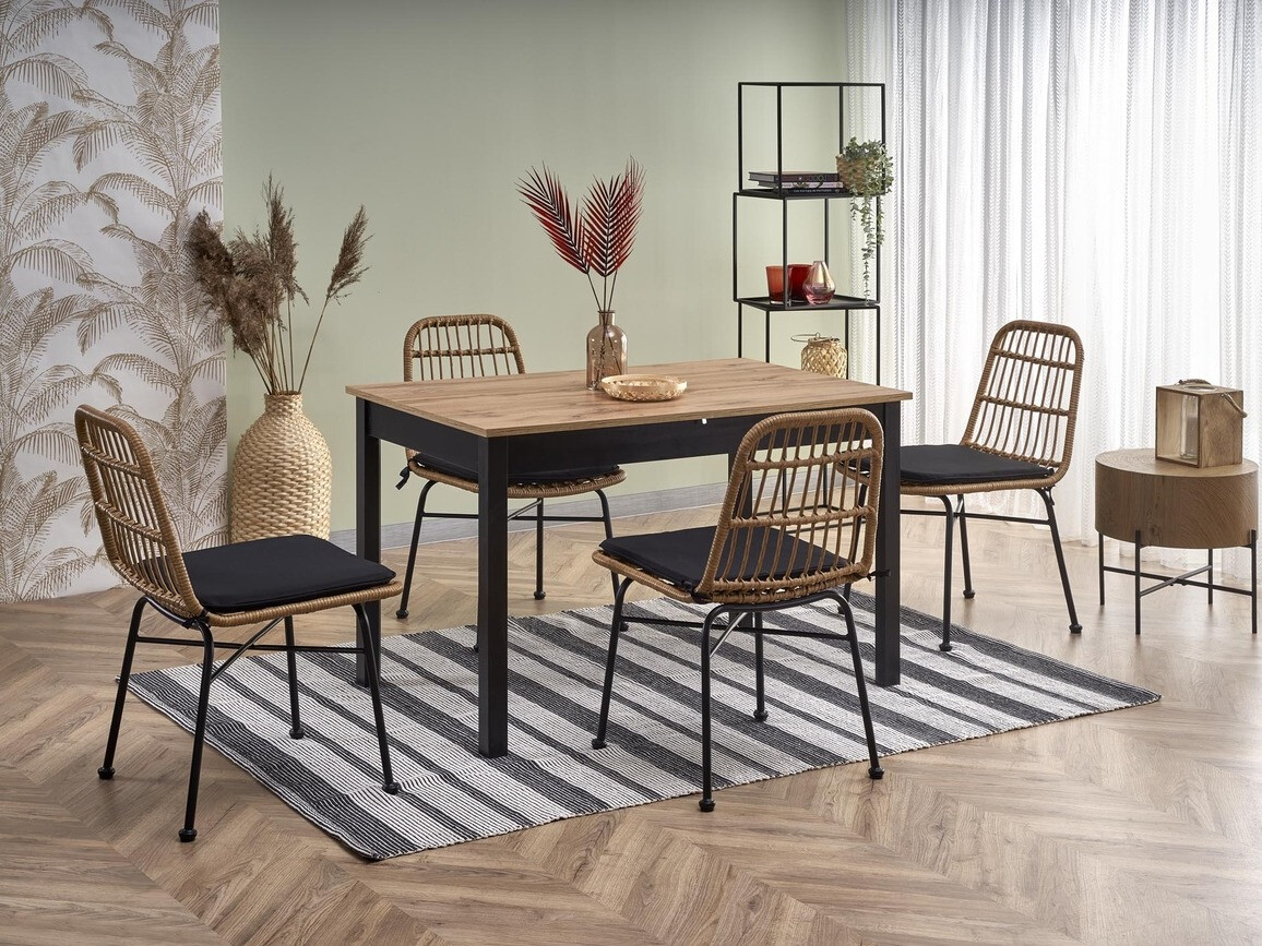 Valgomojo komplektai su kampuotu stalviršiu