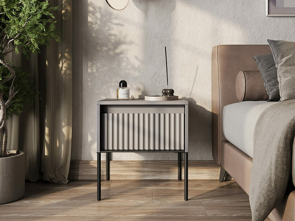 Naktinis staliukas Fernolu 111 (Pilka + Juoda)