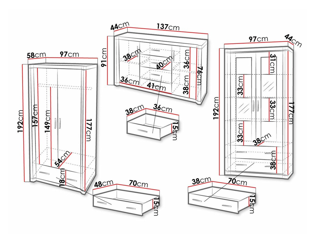 Svetainės komplektas Lorelie 125 (Sonomos ąžuolas)