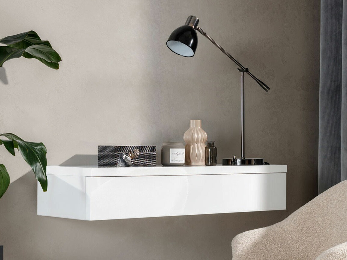 Makiažo staliukas Delpher (Balta + Blizgi balta)