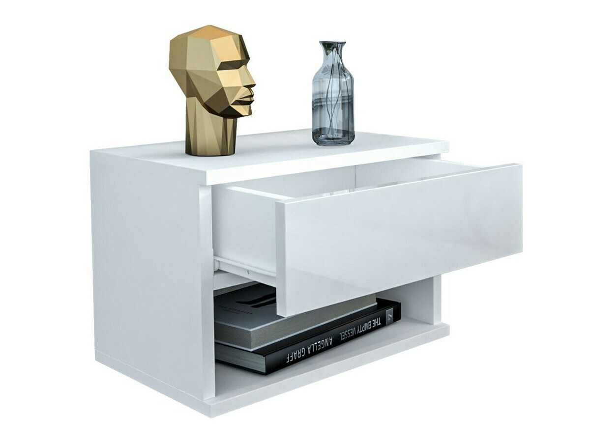 Naktinis staliukas Papilix (Balta + Blizgi balta)