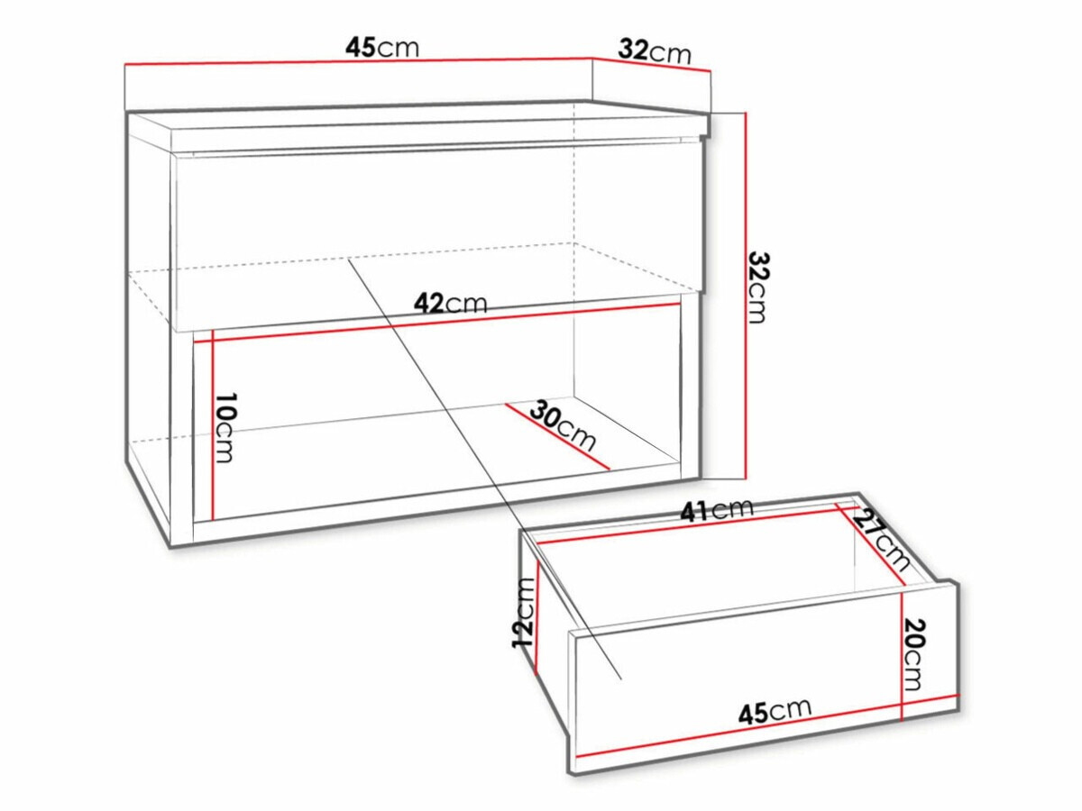 Naktinis staliukas Papilix (Balta + Blizgi balta)