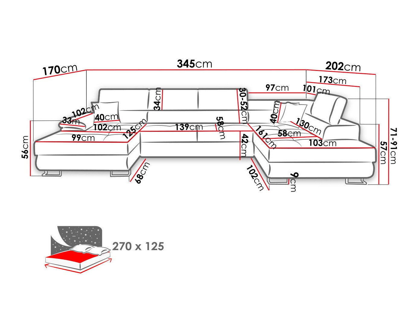 Minkštas kampas Comfivo 138 (Poso 135)