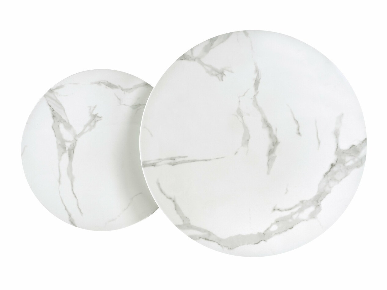 Žurnalinių staliukų komplektas Houston 1503 (Sidabrinė + Baltas marmuras)