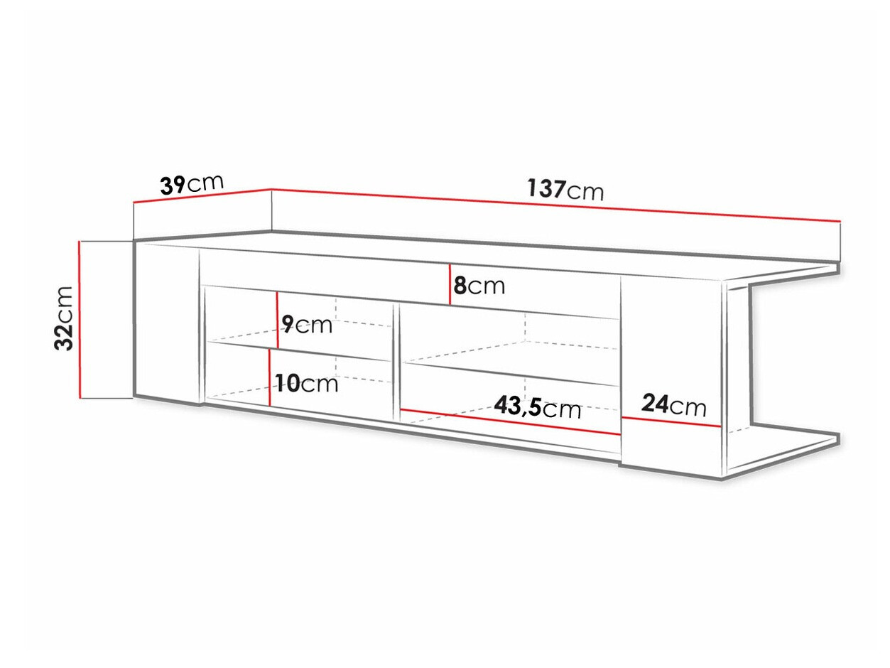 TV staliukas Nashville 113 (Juoda + Blizgi juoda)
