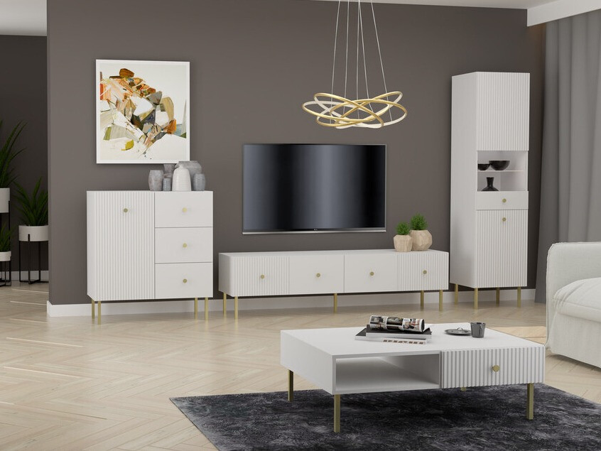 Žurnalinis staliukas Etliva 103 (Balta + Auksinė)