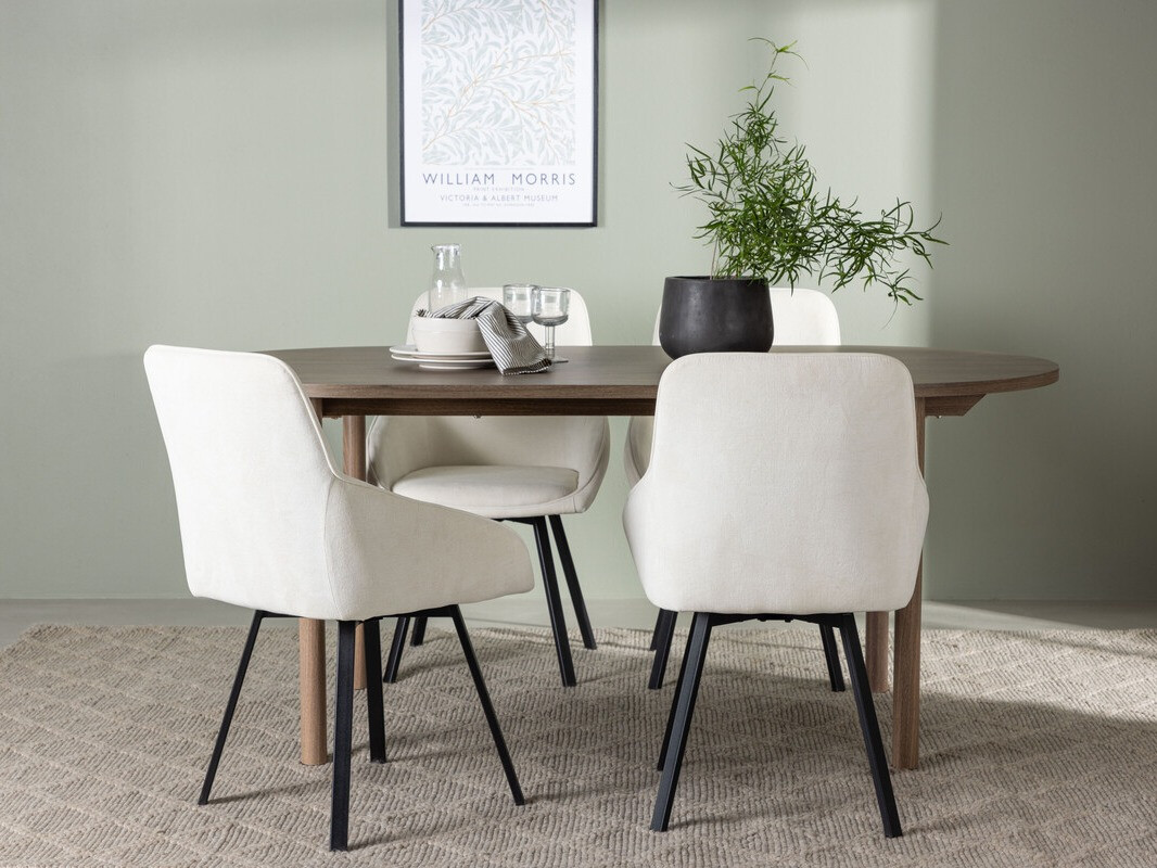 Valgomojo komplektas Dallas 4131 (Smėlinė + Juoda)