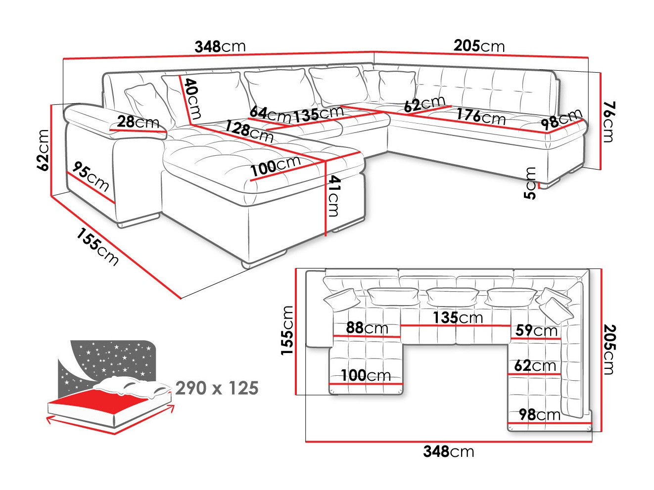 Minkštas kampas Comfivo 128 (Dešininis)