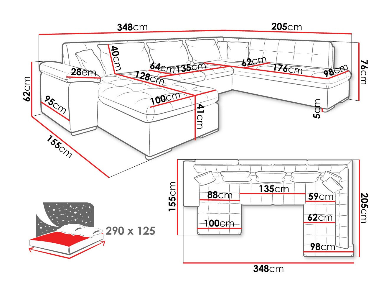 Minkštas kampas Comfivo Gemma II (Dešininis)