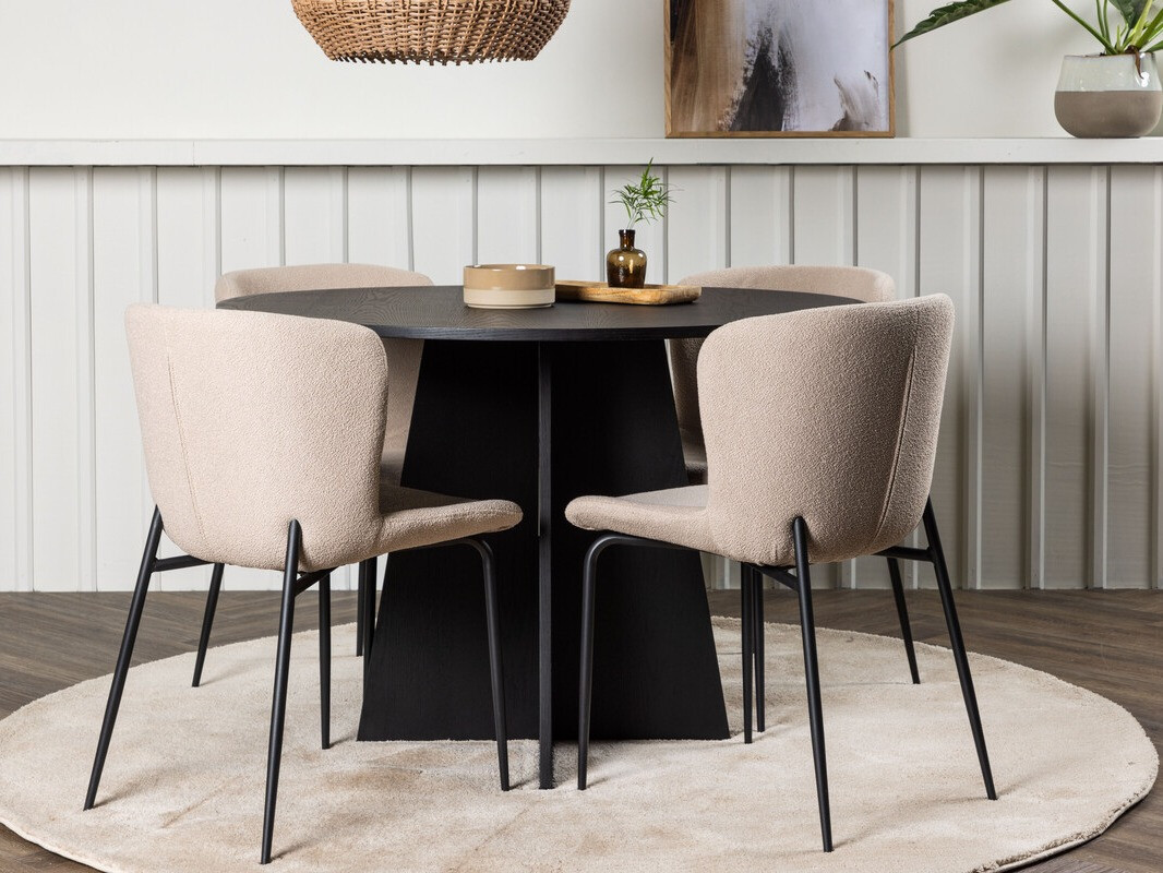 Valgomojo komplektas Dallas 4147 (Smėlinė + Juoda)