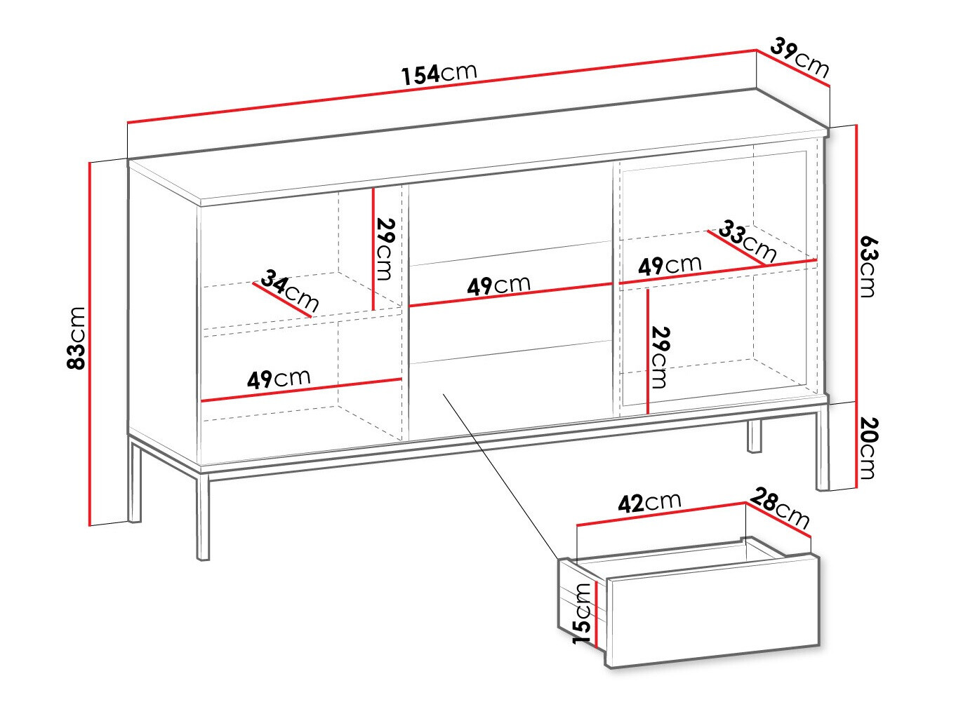Komoda Manal (Juoda + Votan ąžuolas)