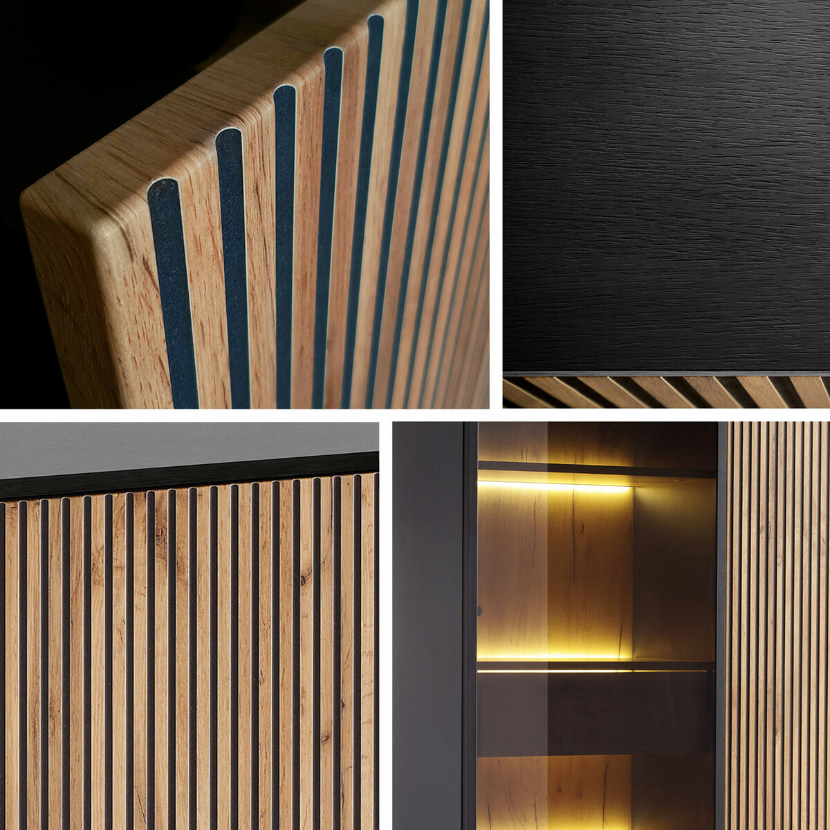 Svetainės komplektas Manal (Juoda + Votan ąžuolas)