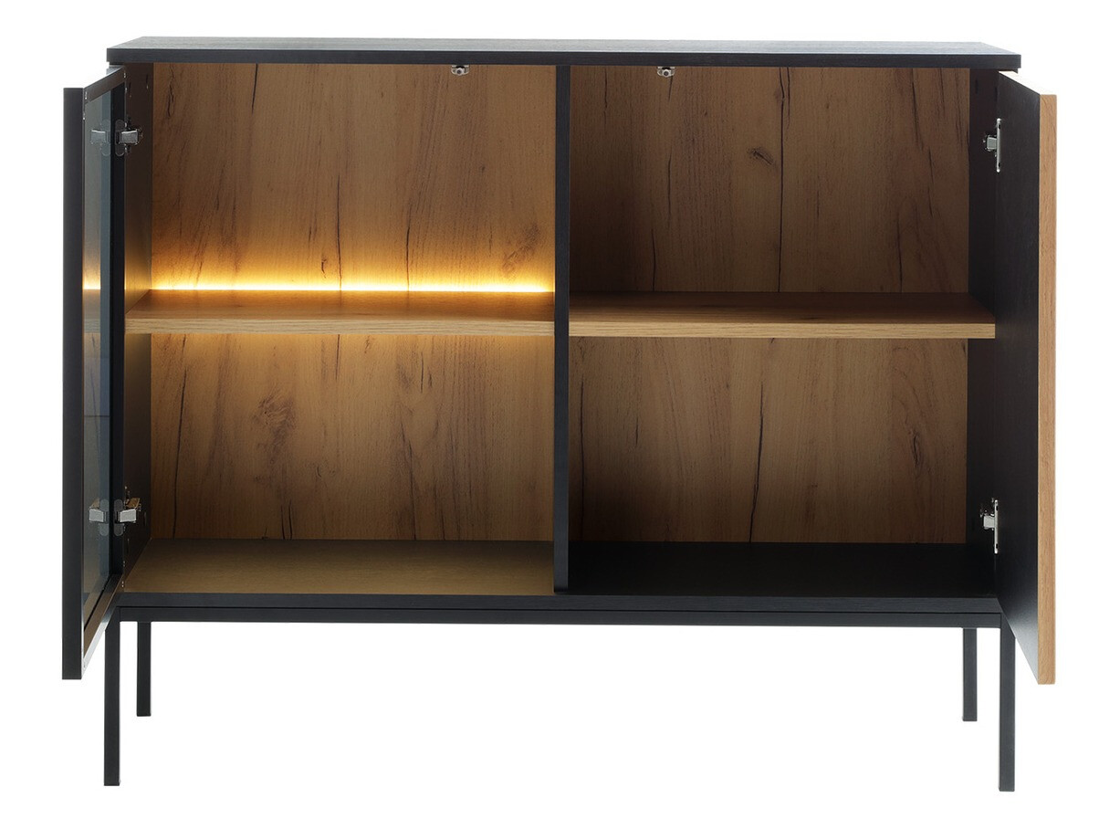 Svetainės komplektas Soferi 113 (Juoda + Votan ąžuolas)