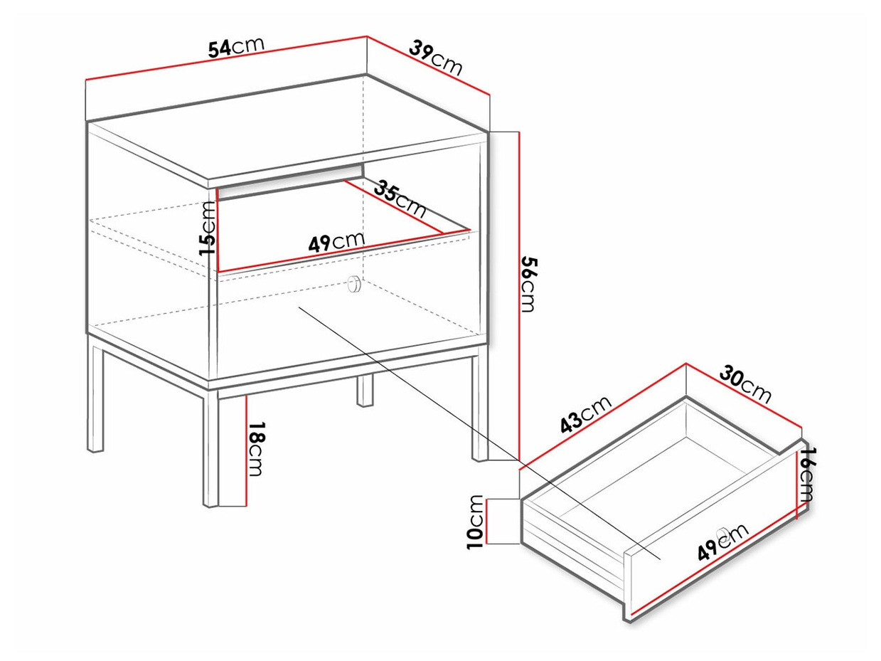 Naktinis staliukas Formis (Balta)