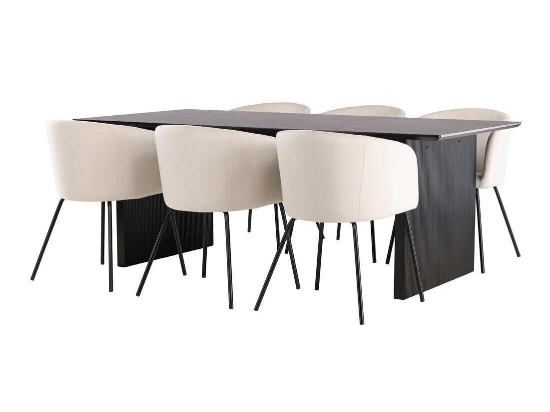 Valgomojo komplektas Dallas 4182 (Kreminė + Juoda)