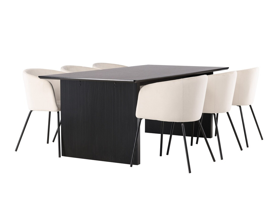 Valgomojo komplektas Dallas 4182 (Kreminė + Juoda)