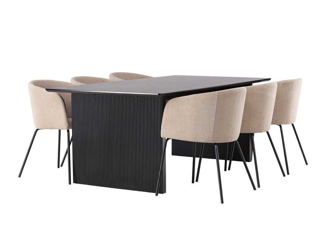 Valgomojo komplektas Dallas 4182 (Smėlinė + Juoda)