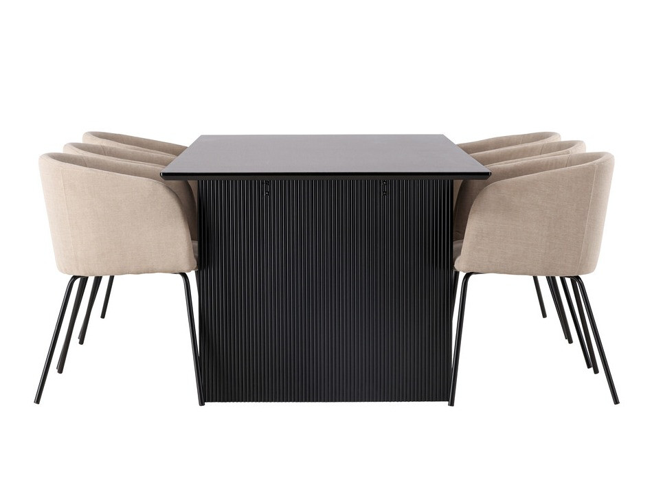 Valgomojo komplektas Dallas 4182 (Smėlinė + Juoda)