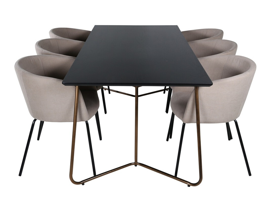 Valgomojo komplektas Dallas 4191 (Smėlinė + Juoda)