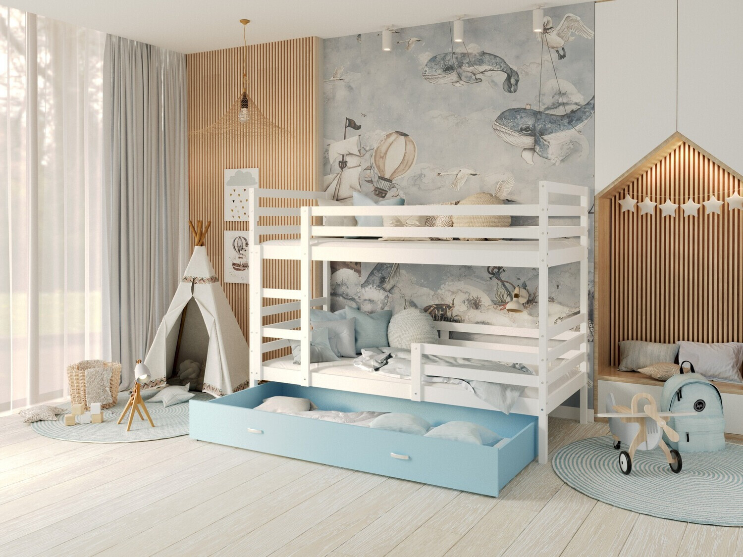 Dviaukštė lova Aurora 109 (Balta)