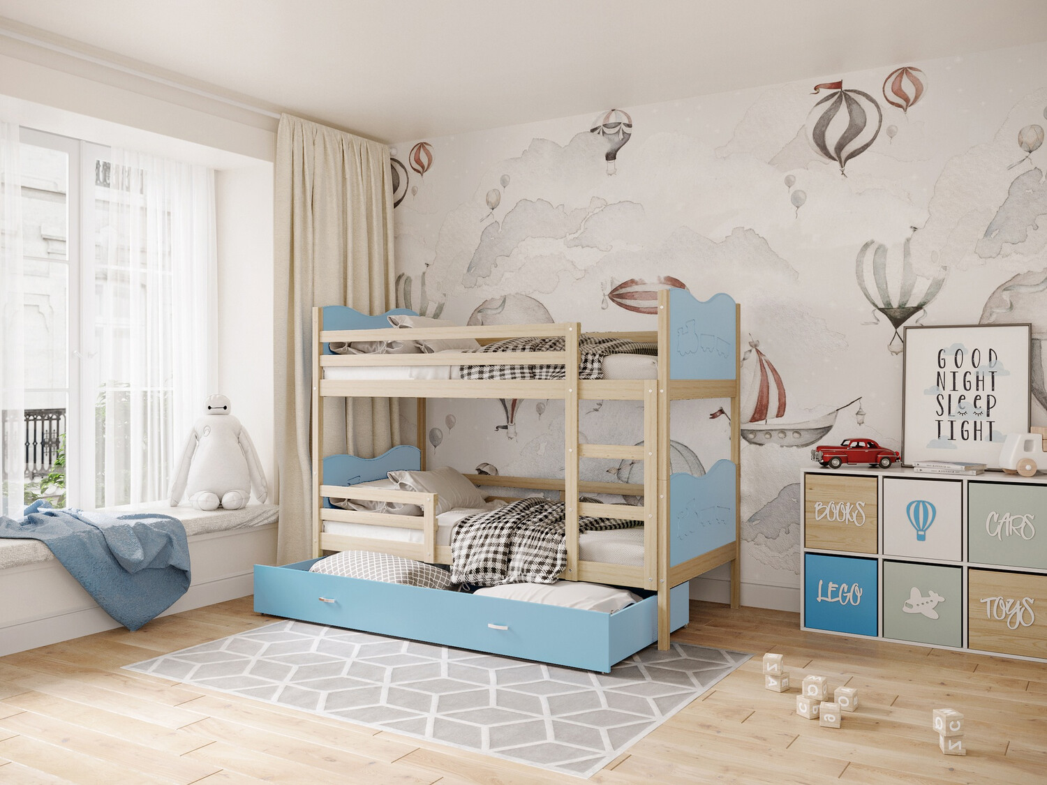 Dviaukštė lova Aurora 111 (Mėlyna)