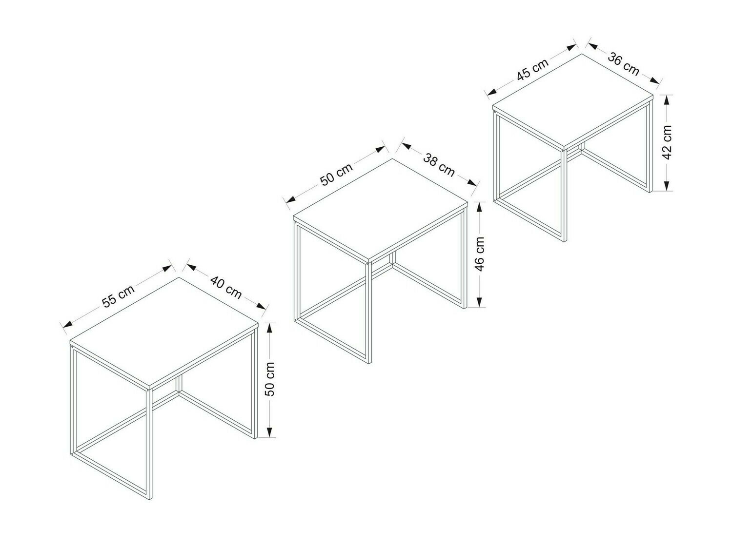 Žurnalinių staliukų komplektas Kailua 112 (Riešutas + Juoda)