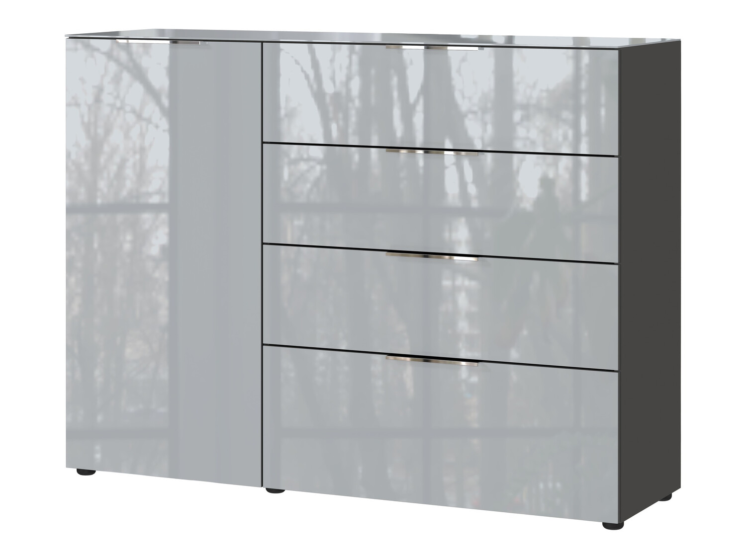 Komoda Sacramento 300 (Grafitas + Blizgus pilkas)