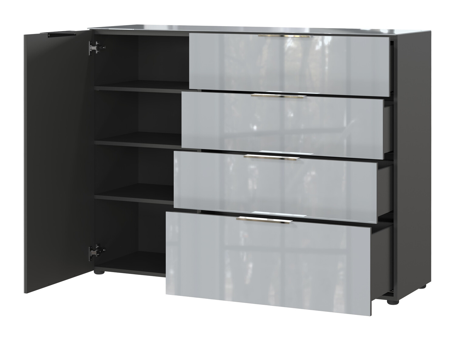 Komoda Sacramento 300 (Grafitas + Blizgus pilkas)