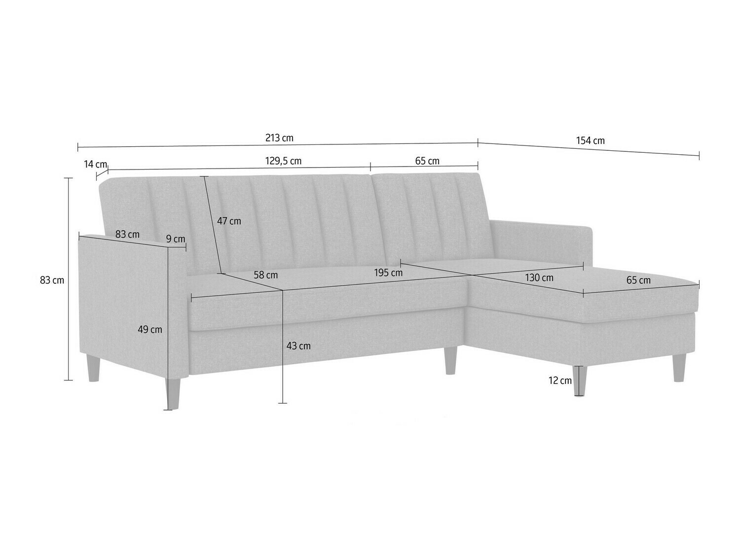 Minkštas kampas Tulsa 583 (Šviesi pilka)