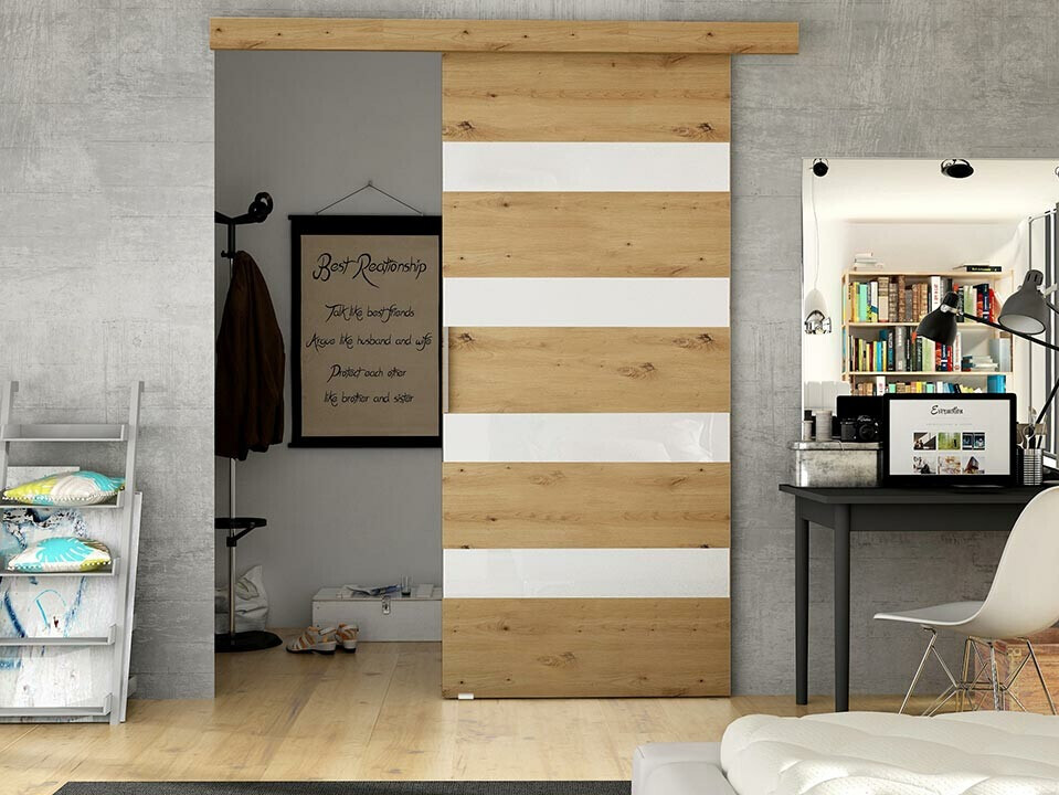 Stumdomos durys Closico Fundus V (Artisan ąžuolas + Balta)
