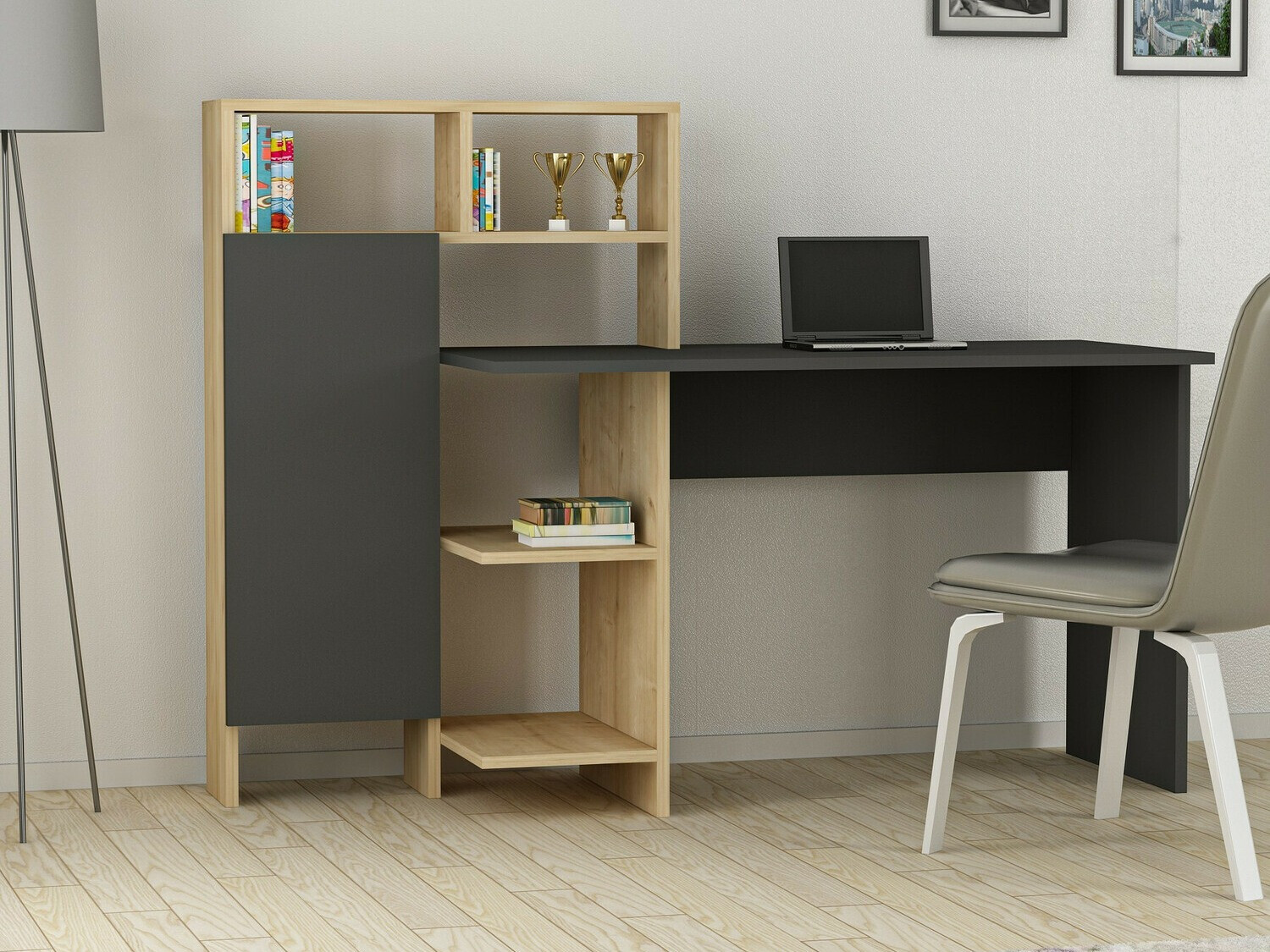 Darbo stalas Kailua 594 (Antracitas + Ąžuolas)