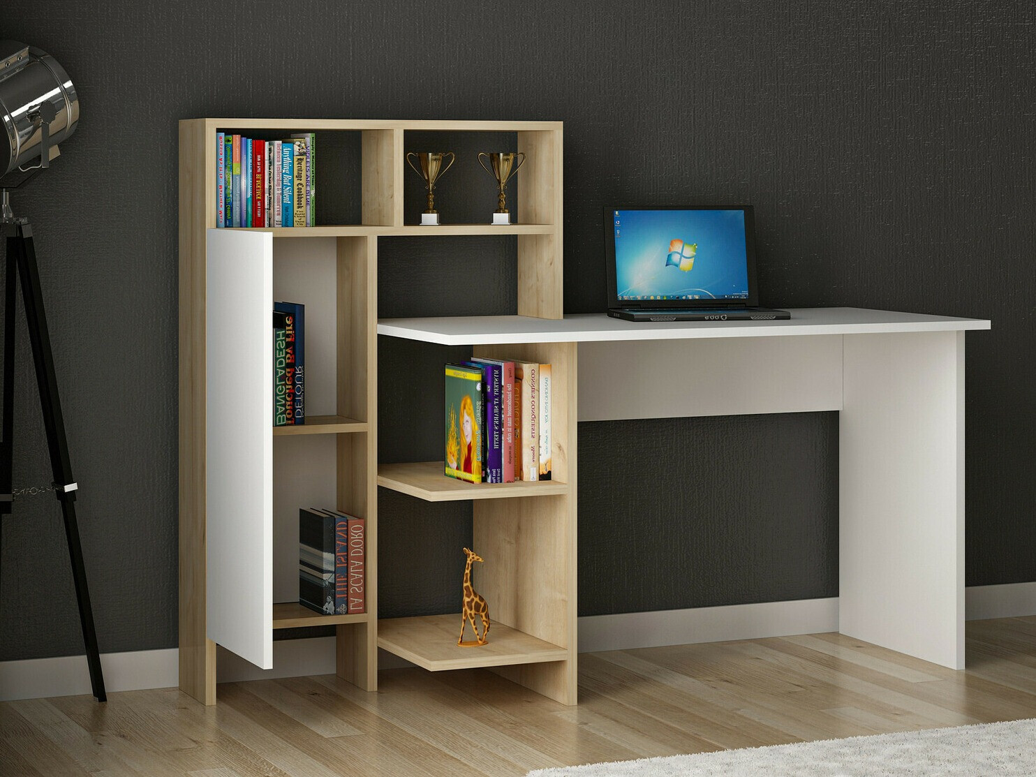 Darbo stalas Kailua 594 (Balta + Ąžuolas)