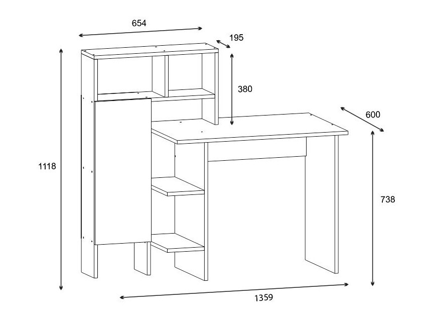Darbo stalas Kailua 594 (Balta + Ąžuolas)