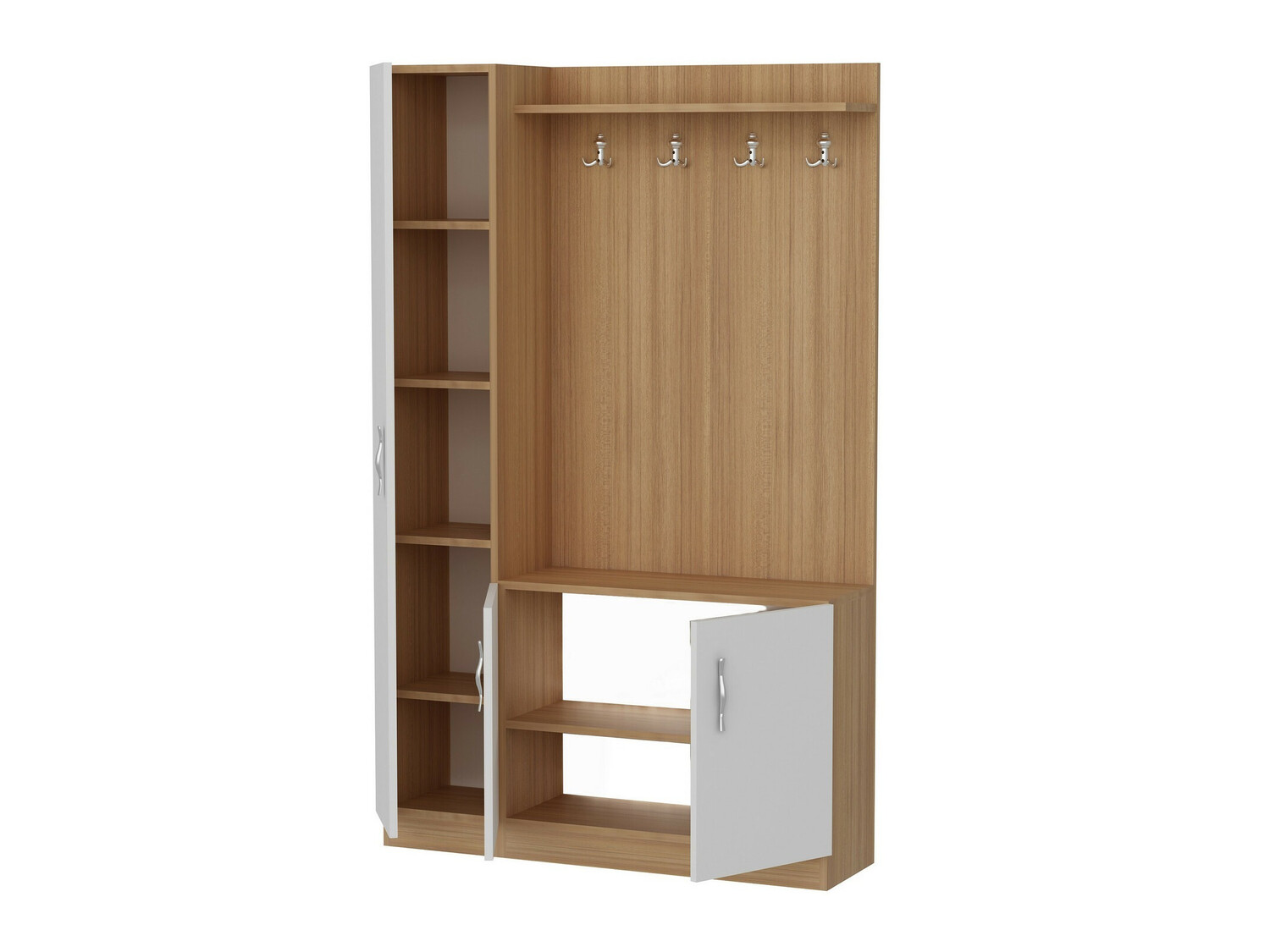 Prieškambario komplektas Kailua 595 (Balta + Tikmedis)