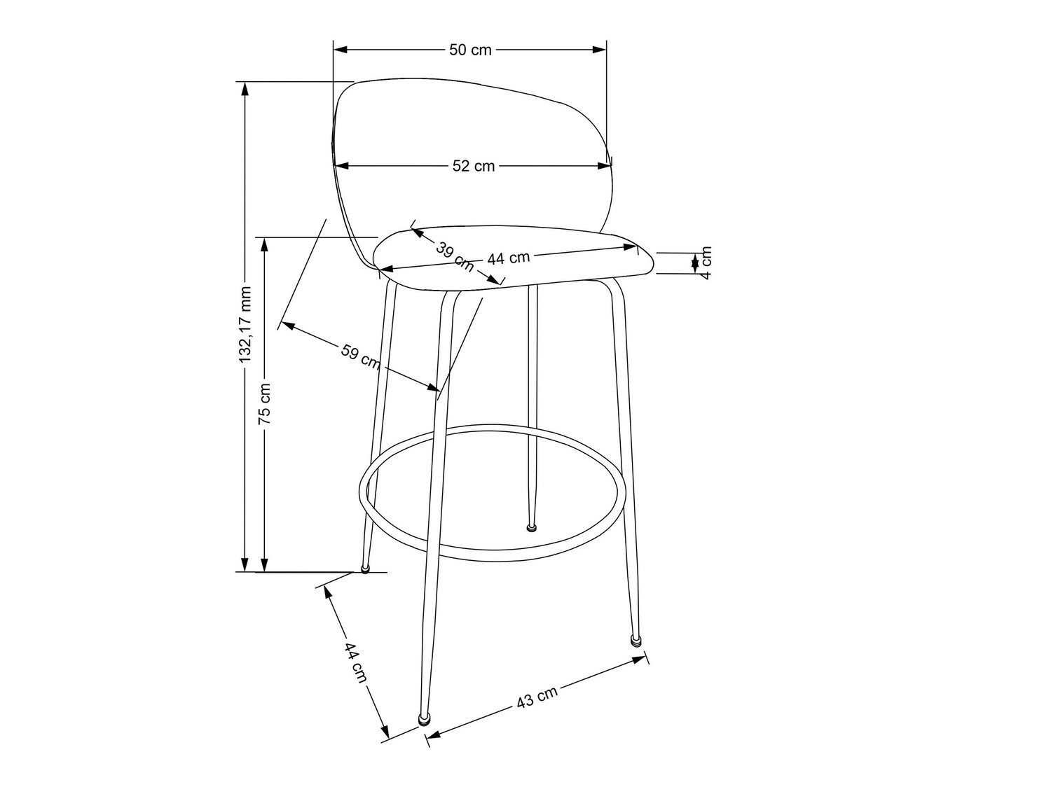 Baro kėdė Houston 1554 (Kreminė + Auksinė)