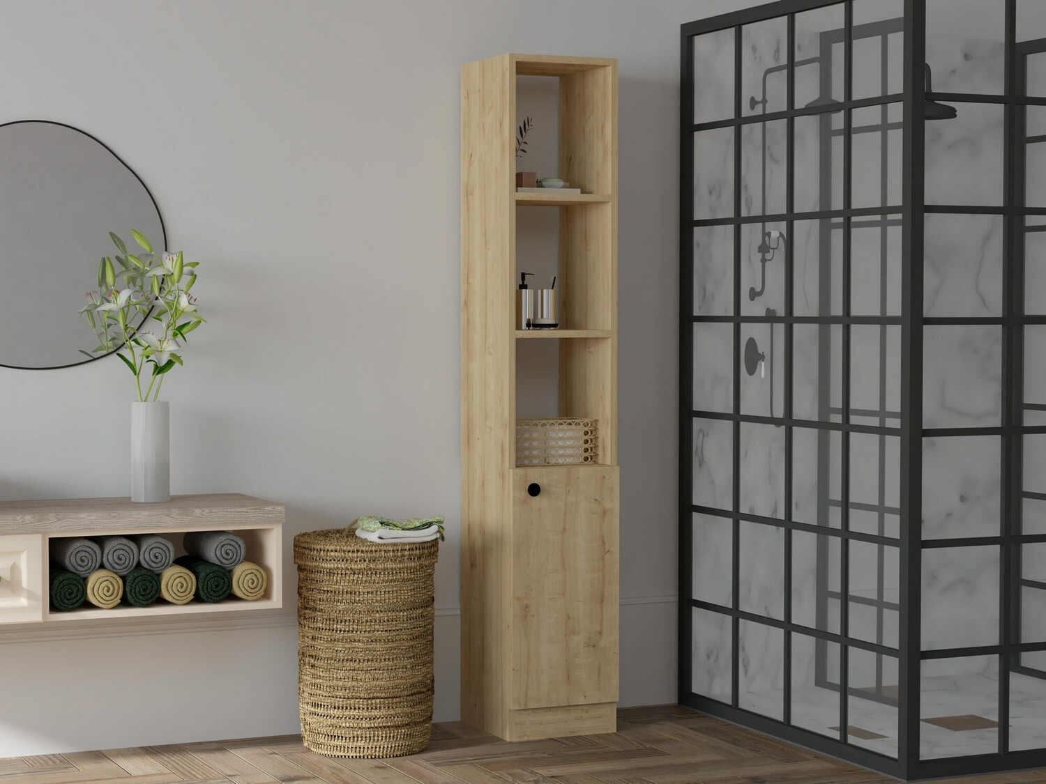 Pastatoma vonios spintelė Kailua 2599 (Šviesi ruda)