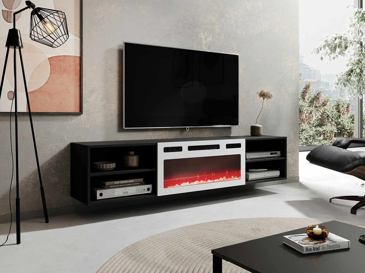 TV staliukas Charlotte 190 (Juoda + Balta)