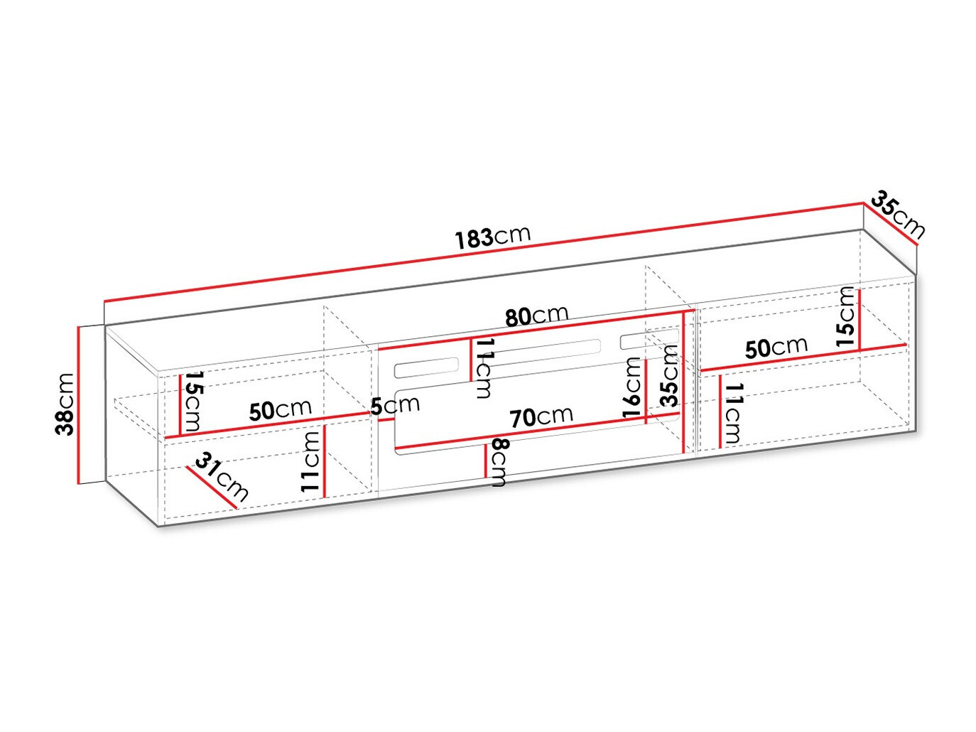 TV staliukas Mensura (Juoda)