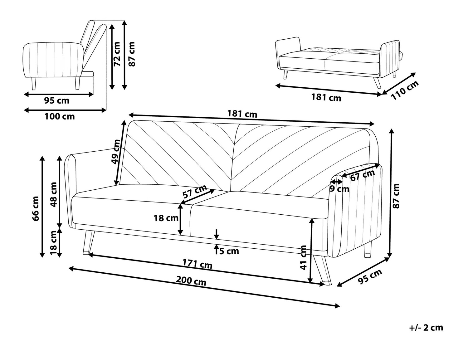 Sofa lova Berwyn 120 (Mėlyna)