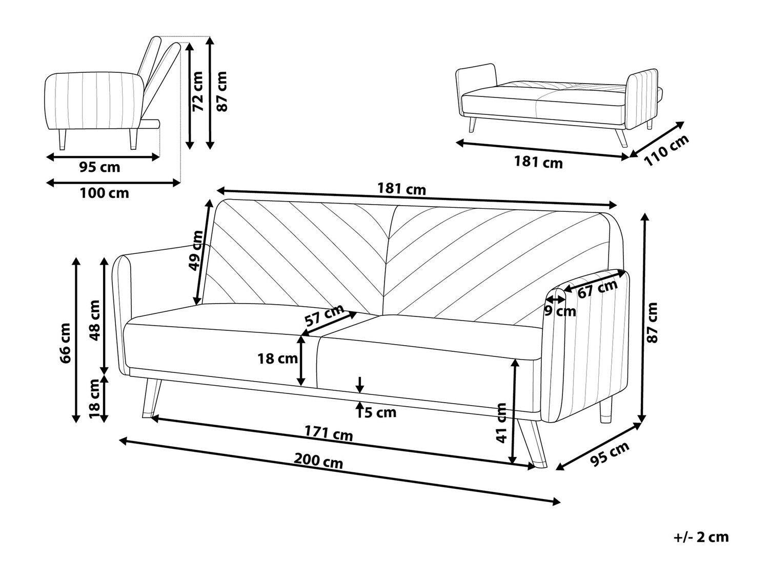 Sofa lova Berwyn 120 (Smėlinė)