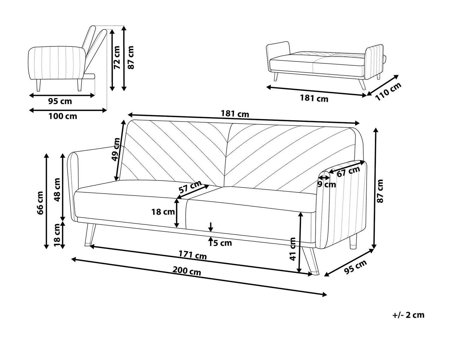 Sofa lova Berwyn 120 (Žalia)
