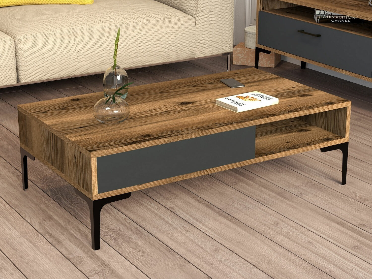 Žurnalinis staliukas Kailua 1239 (Antracitas + Graikinis riešutas)