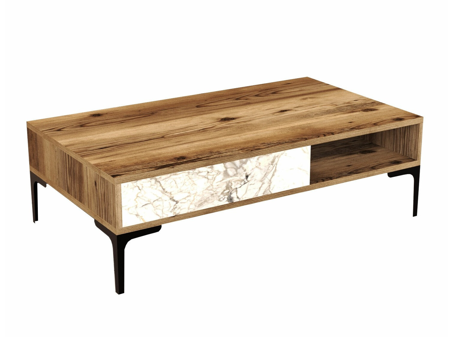 Žurnalinis staliukas Kailua 1239 (Graikinis riešutas + Baltas marmuras)